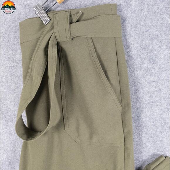 Express Ankle Pants Green Flat Front High-Rise Cargo Pockets Women's Size 12R - Picture 12 of 15